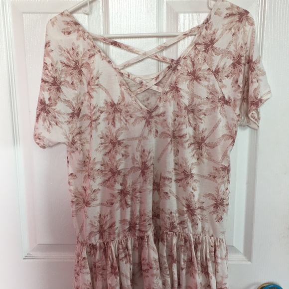 Lucky Brand NWT Criss-Cross Back Peplum Tee, M - Picture 2 of 6